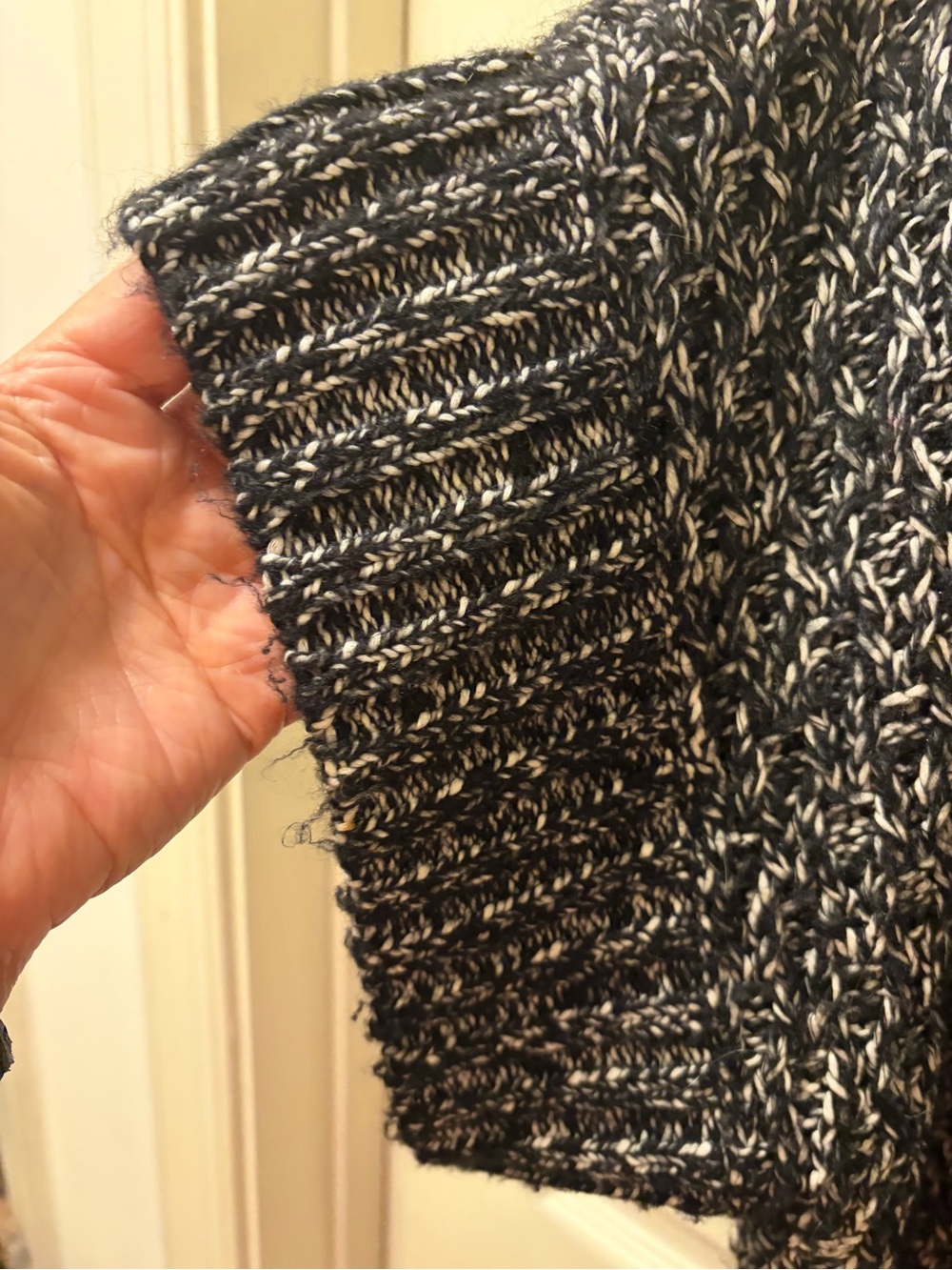 White House Black Market Cardigan Womens M Black White Marled Knit Long Open - Picture 4 of 9